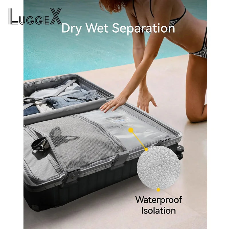 LUGGEX Luggage with Spinner Wheels 20-Inch Black Carry-On