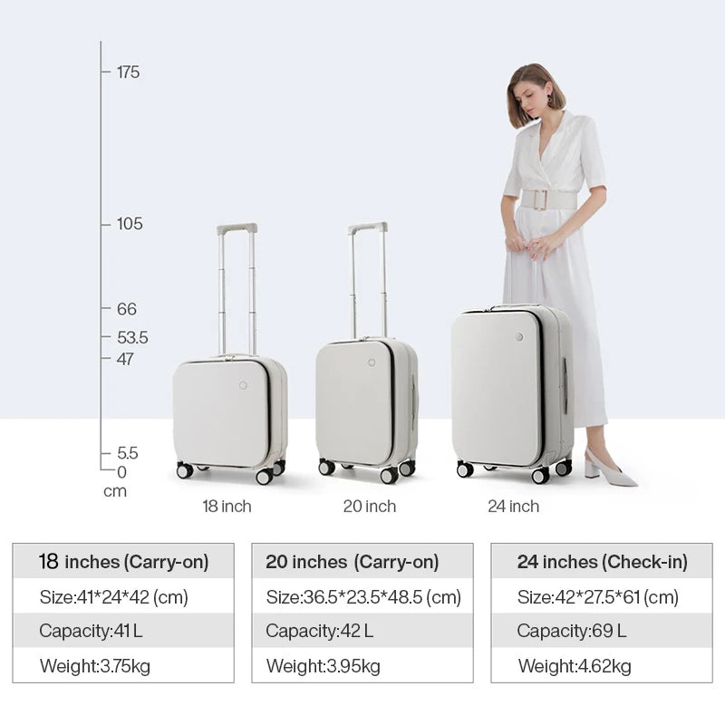 Mixi Patent Design Aluminum Frame Suitcase Carry On Luggage